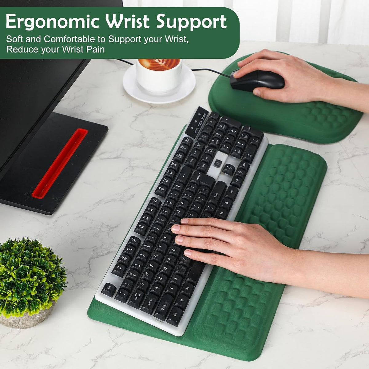 Photect Keyboard Stand with Wrist Rest Ergonomic Green Mouse Pad and Keyboard...