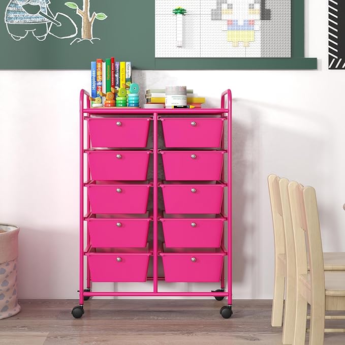 GOFLAME 10-Drawer Rolling Storage Cart, Art Craft Storage Organizer on Wheels - Image 8