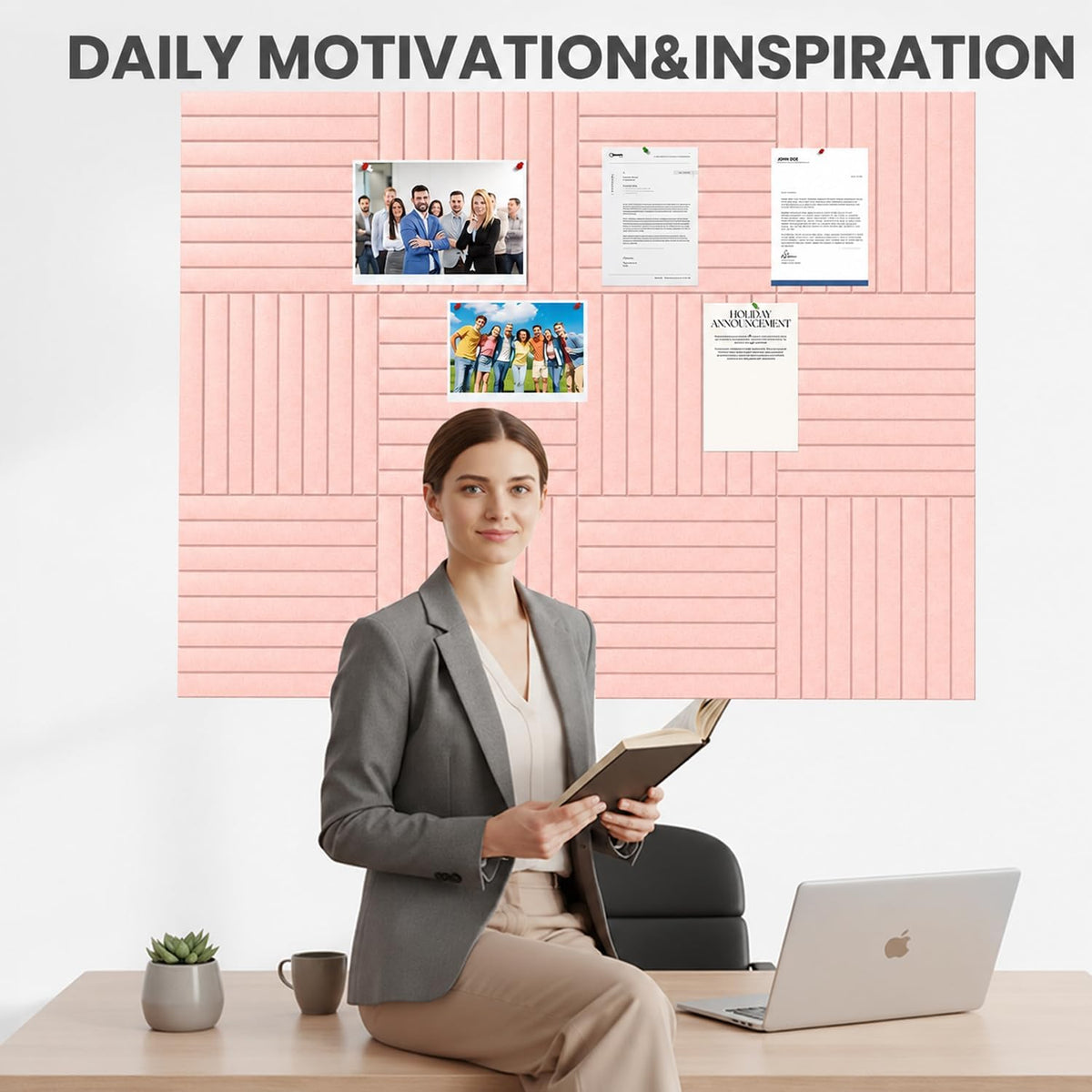 48" x 36" Large Felt Bulletin Board, Eight-Stripe Pink
