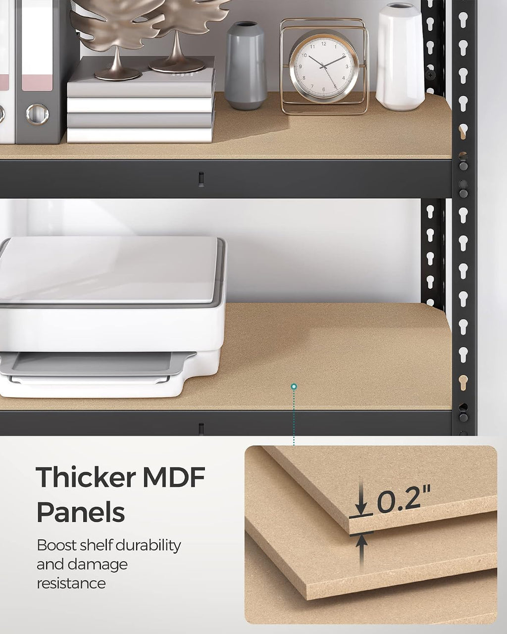 songmics set of 2 5-tier boltless assembly storage, front angle view