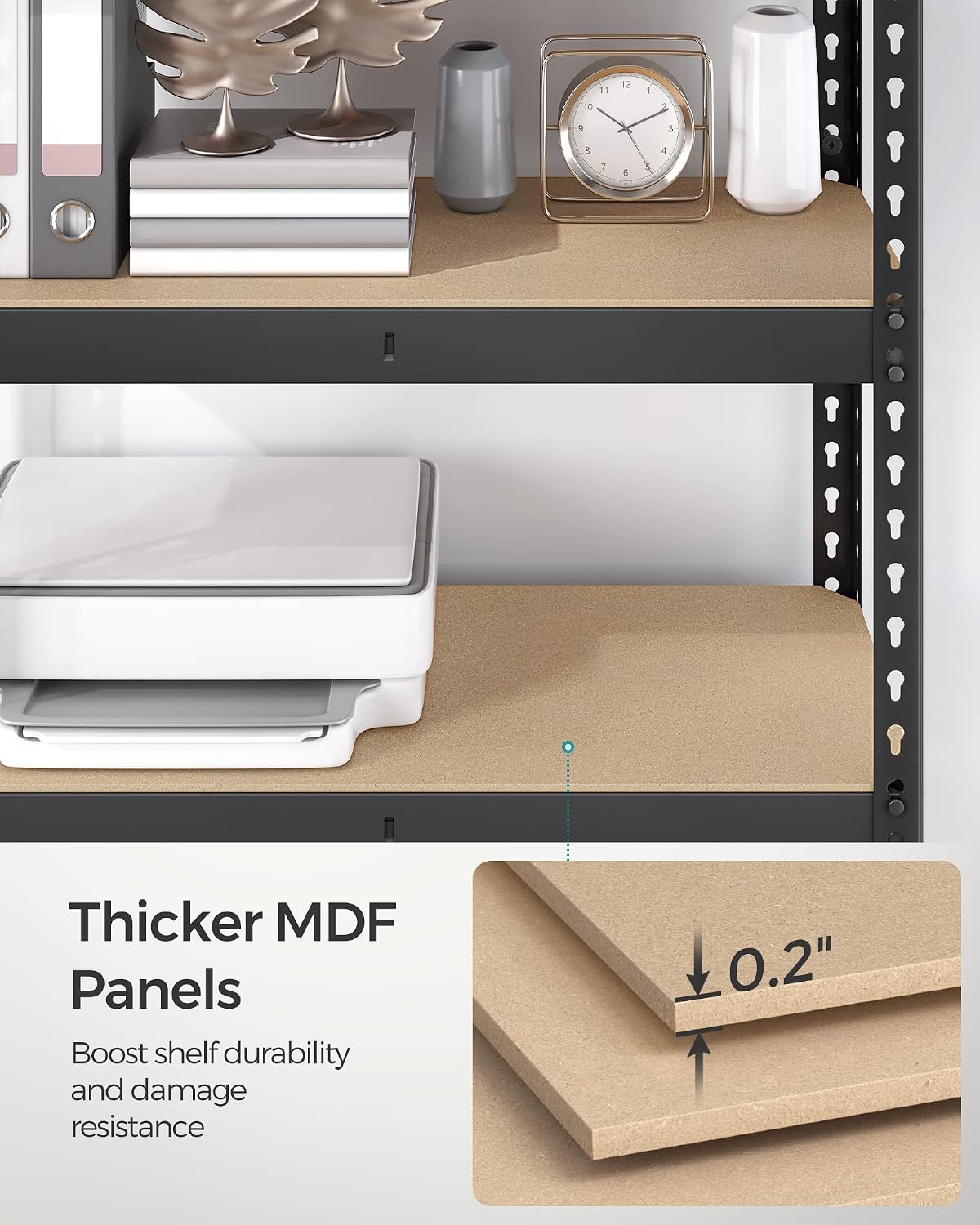 songmics set of 2 5-tier boltless assembly storage, front angle view