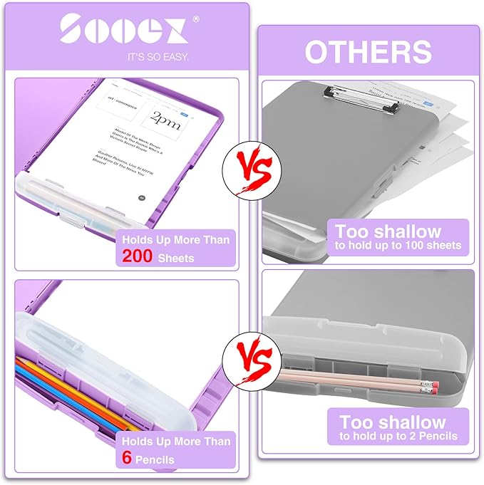 Sooez Clipboards with Storage, High Capacity Clip Boards 8.5x11 with Storage - Image 3