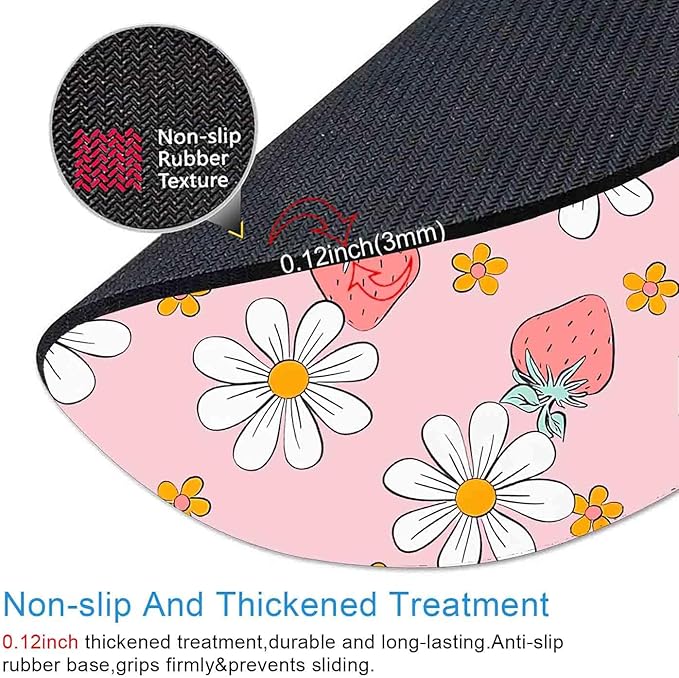 IMAYONDIA Round Pink Mouse Pad, Strawberry MousePad Small, Circular Pastel - Image 3