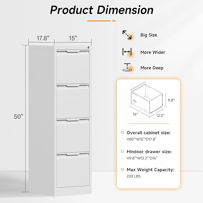 Bestoo 4-Drawer File Cabinet - Image 3