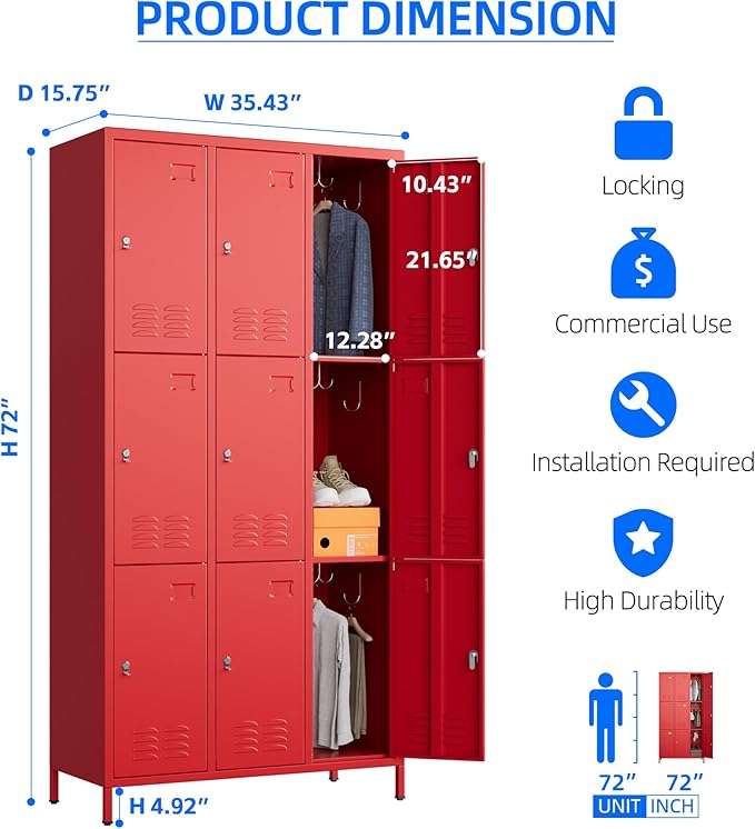 SUPEER 9 Doors Metal Locker - Image 3