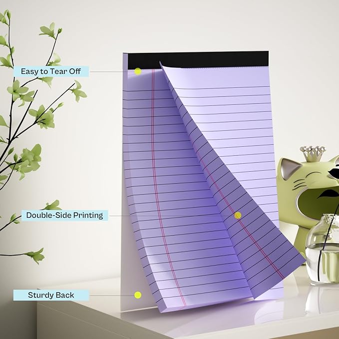 4 Pack Note Pads 5 x 8 Inch Purple Small Legal Pads 5 x 8 Colored Notepad 5 x 8 - Image 3
