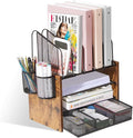 Y YOMA Wooden Desk Organizer, 4-Tier Mesh Desk Organizer by YYOMA
