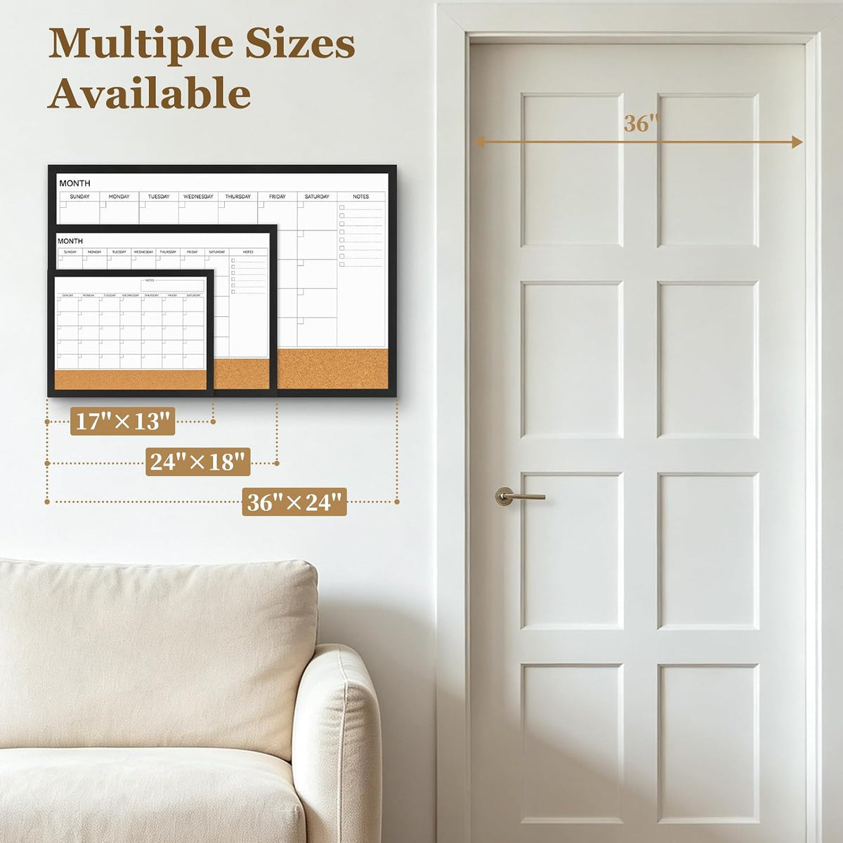 Dry Erase Calendar Whiteboard for Wall, 24'' x 18'' White Boa...