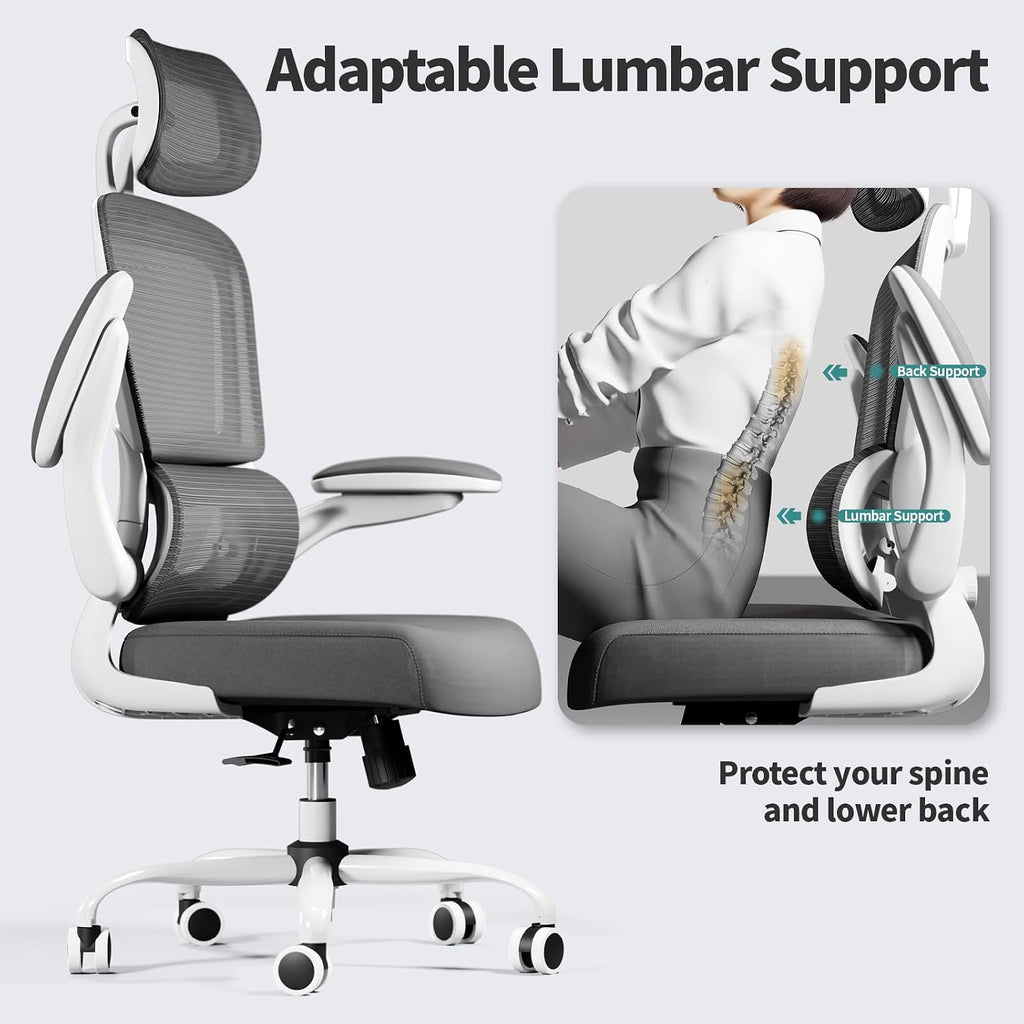 tralt office chair ergonomic desk chair with lumbar showing dimensions