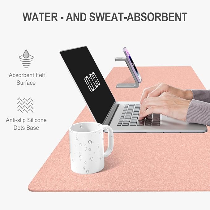 Auhoahsil Felt Desk Mat, Minimalist Large Mouse Pad XL 31.5 x 11.8 in, Desk Matt - Image 5