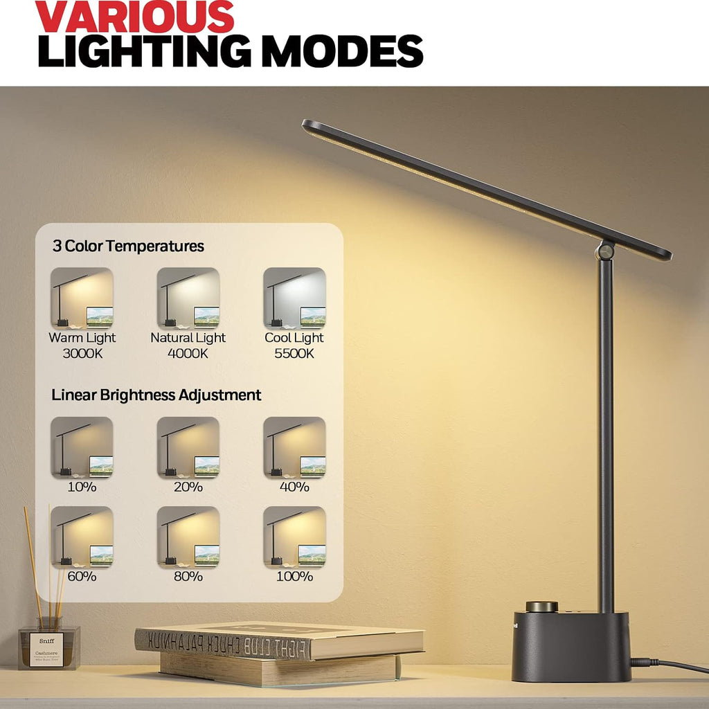 honeywell hwt-h01 led desk lamp, foldable & stepless, close-up detail