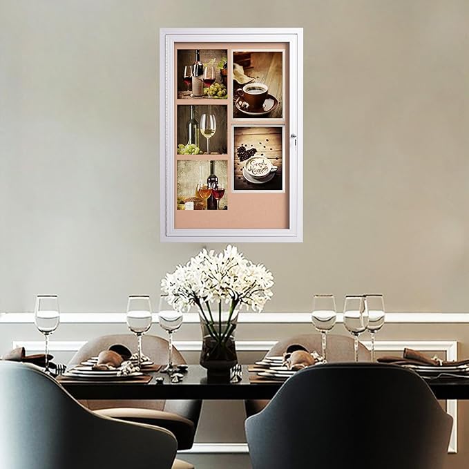 36×24 Inch Lockable Enclosed Bulletin Board, Weather-Resistant Outdoor - Image 7