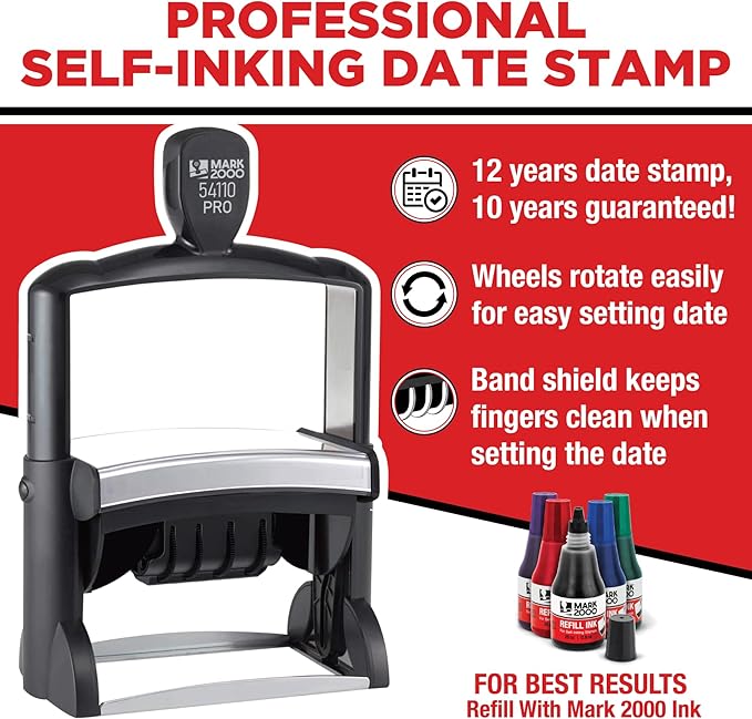 Mark 2000 54110 Professional Self Inking Date Stamp - Image 2