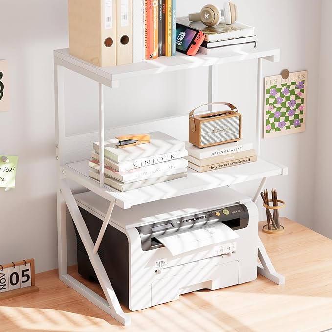 aboxoo Printer Stand for Desk, Desktop Printer Shelf Large 3-Tier Multi-Purpose by aboxoo