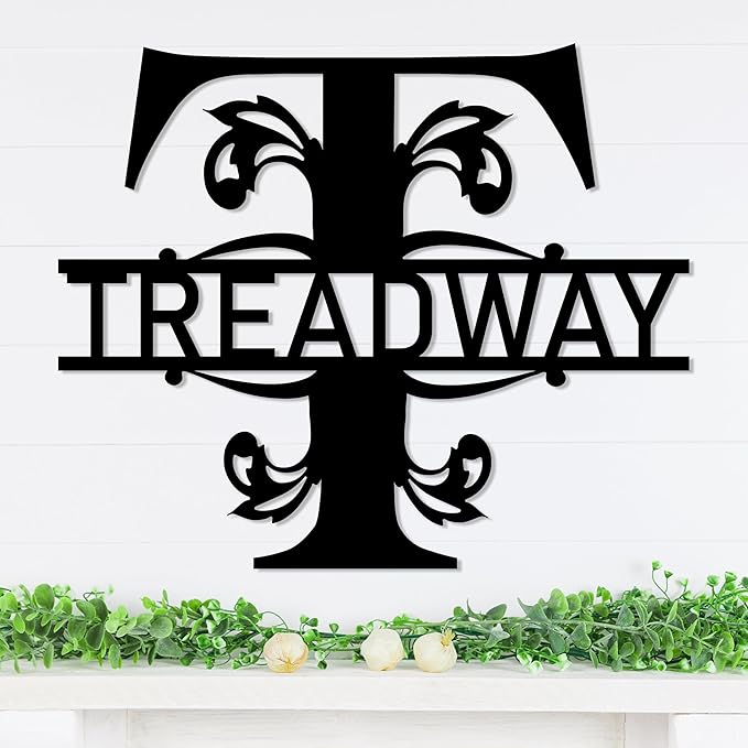 Personalized Metal Name Signs, Split Letter Monogram Wall Decor, Custom Last by Unknown