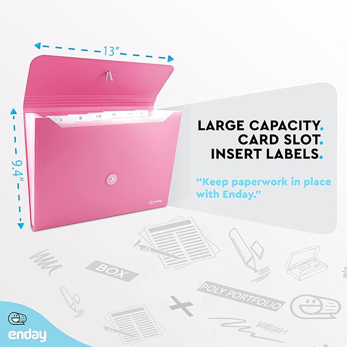 Accordion File Organizer Pink, 7 Pocket Expanding File and Cover Folder - Image 5