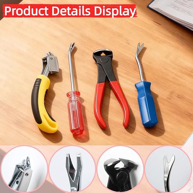 4 Pcs Staple & Nail Puller Tool Kit – Upholstery Staple Remover, Tack Lifter - Image 4