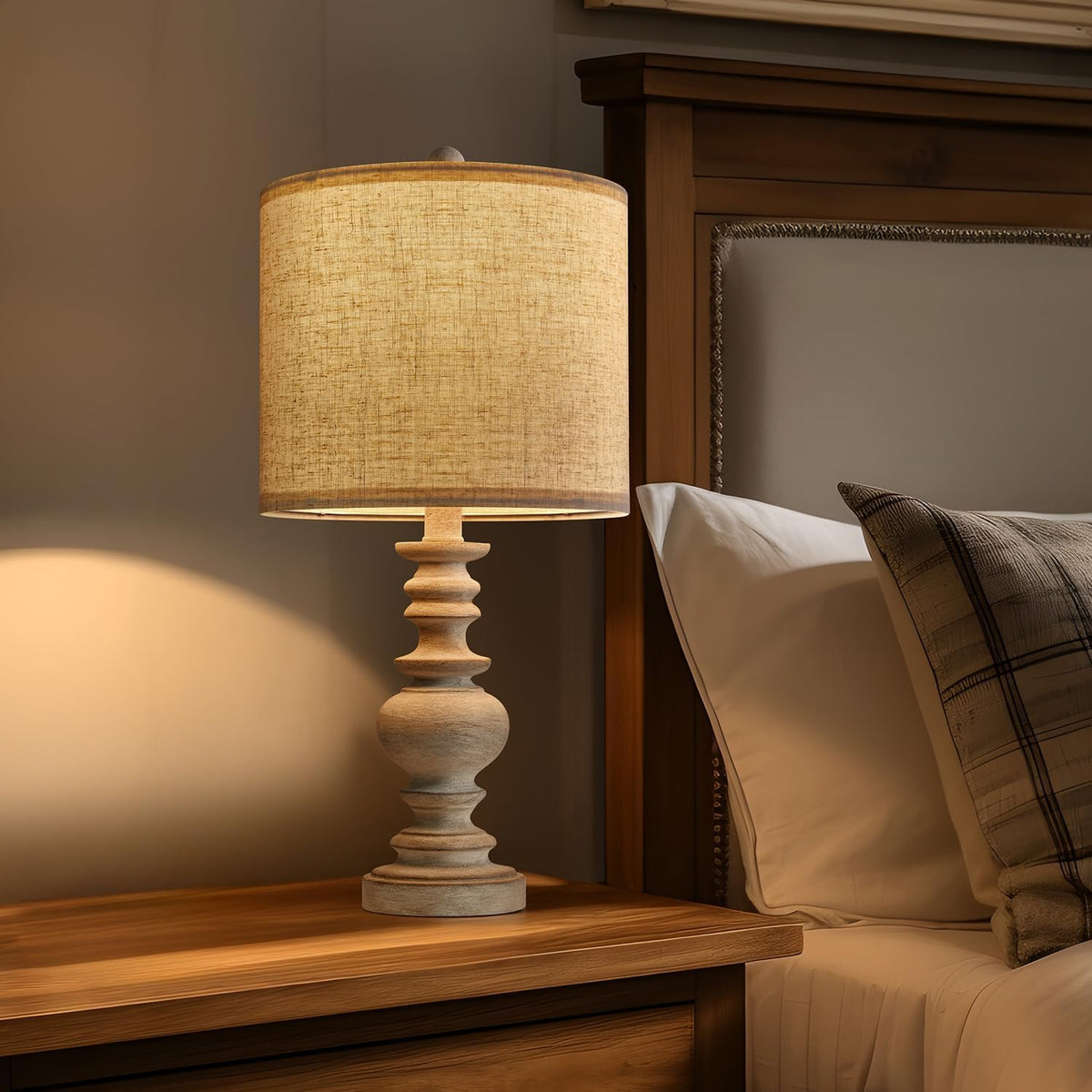 BOBOMOMO Tradition 20" Rustic Table Lamp Set of 2 for Living Room Bedroo...