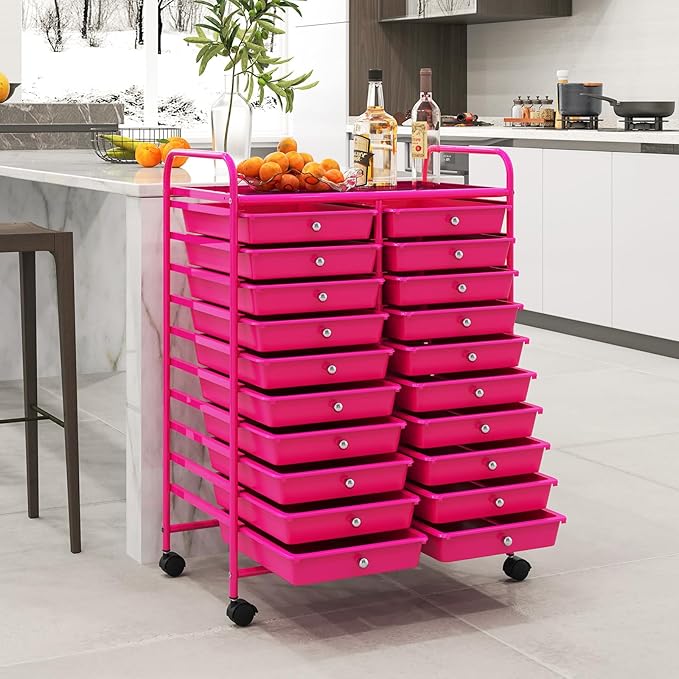 Happygrill 20-Drawer Organizer Cart Tools, Mobile Utility Storage Cart - Image 7