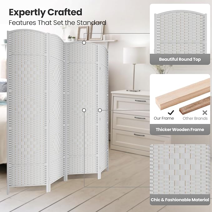 Cocosica 4 Panel Room Divider, 6Ft Folding Privacy Screen, Tall - Image 2
