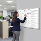 Lined Whiteboard Blank Grid Aluminum Frame Dry Erase Board Reusable Wall - Image 4