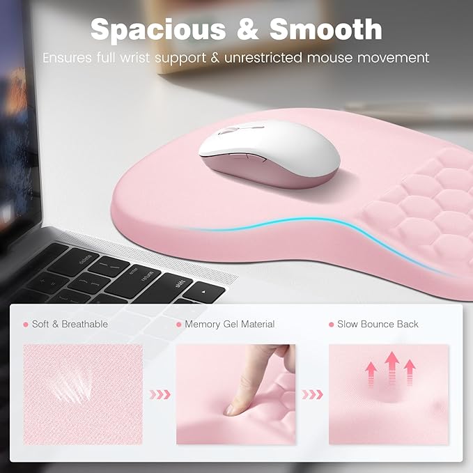 Ospelelf Ergonomic Mouse Pad and Keyboard Stand Wrist Rest Set, Memory Foam - Image 3