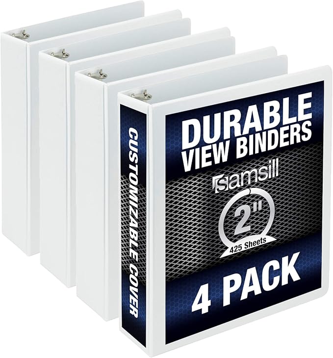 Samsill Durable 2 Inch Binder, Made in the USA, Round Ring Customizable Clear by Samsill
