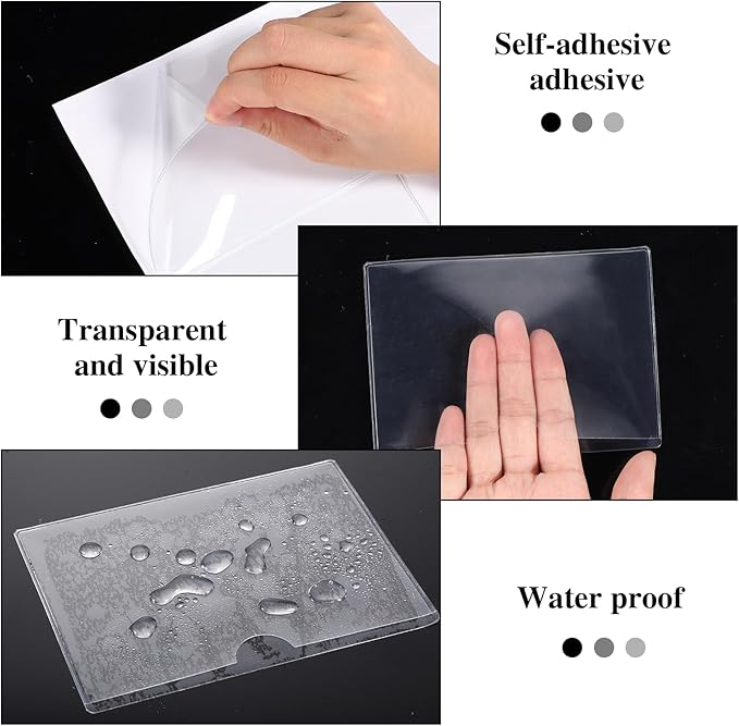 48 Pack 3" x 5" Index Card Holder Adhesive Plastic Label Holders Clear Tote Bag - Image 4