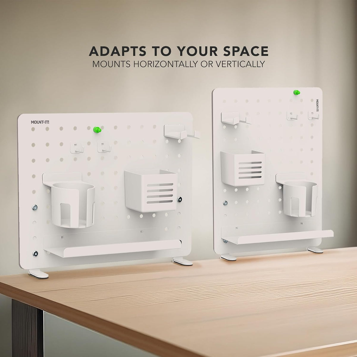 Mount-It! Clamp-On Desk Pegboard Organizer, White