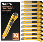 Nicpro 10 Pack Utility Knife Set, Retractable Box Cutters - Image 7