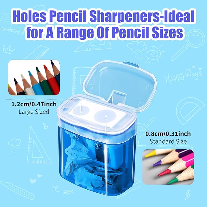 OCHIDO 60 Pack Pencil Sharpeners Bulk, School Supplies Double Hole Pencil - Image 3