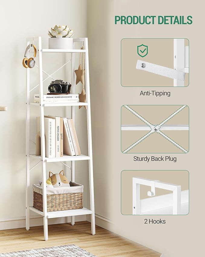 Hzuaneri Ladder Shelf, Bookshelf Bookcase, Freestanding Corner Storage Shelve - Image 3