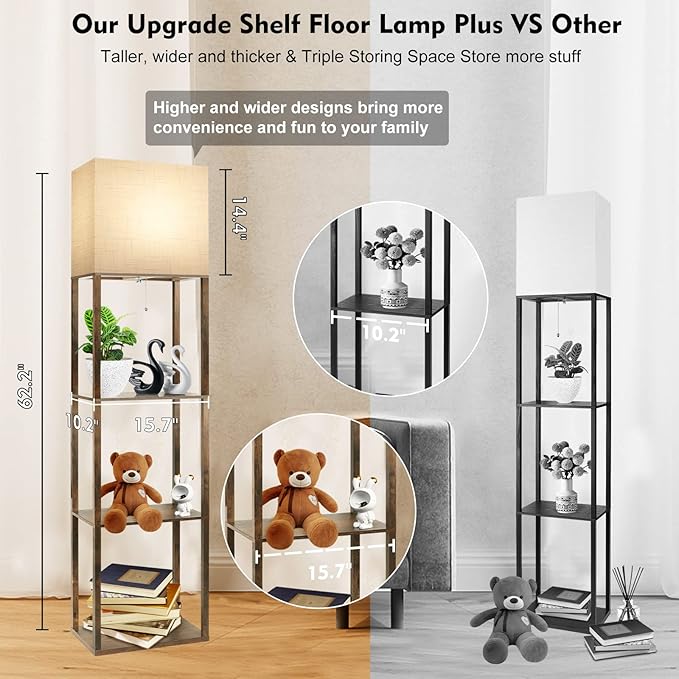 RUNTOP Plus Floor Lamp with Shelves, Modern Shelf Floor Lamp with 15W 3CCT LED - Image 8