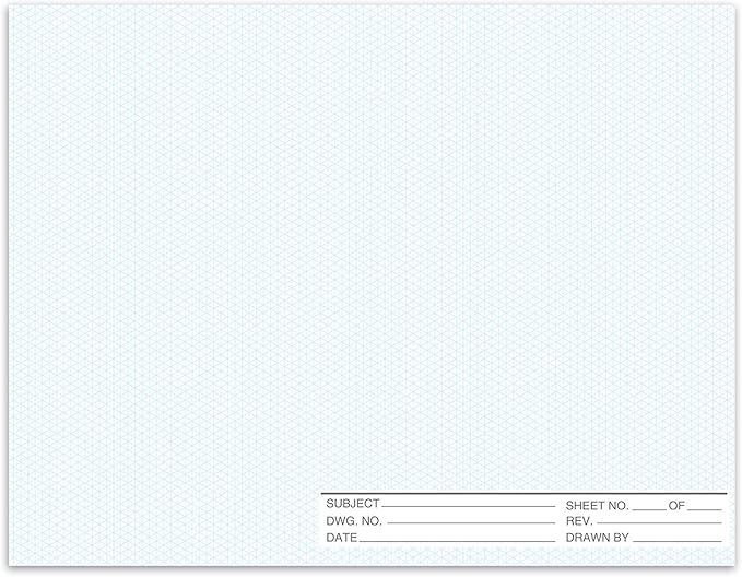 1 Pack 50 Sheets 22" x 17" Isometric Graph Paper Pad Landscape by gisgfim