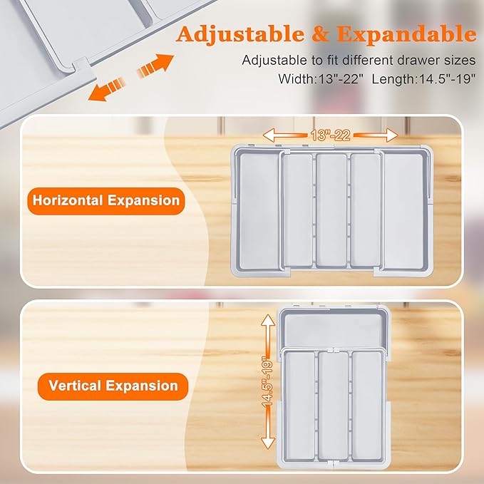 Spaclear Large Utensil Drawer Organizer Expandable Silverware Organizer - Image 5