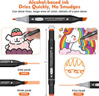 HOMESILMO 48 Color Alcohol Pen Set, Double Tip Art Adult Alcohol Pen, Mixed - Image 2