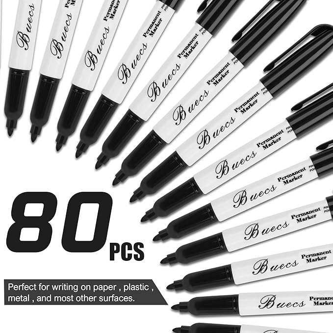 Buecs Permanent Markers, Fine Point, Waterproof & Smear Proof Markers, Quick - Image 5
