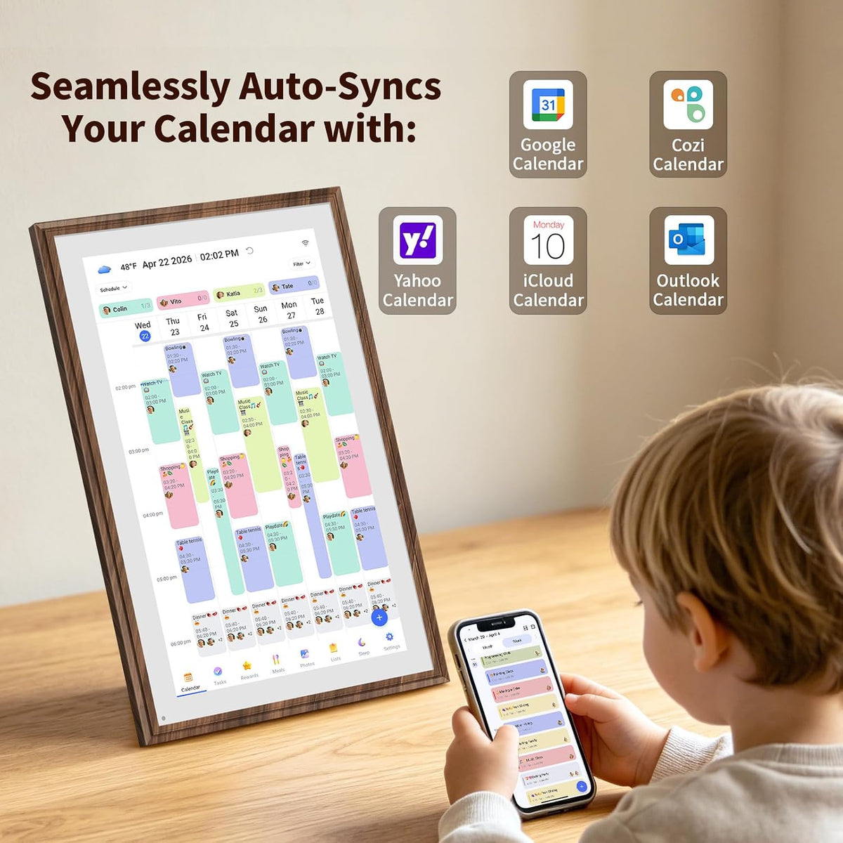 15.6" Digital Calendar Wall Touch Screen, No-Subscription, Smart Calendar