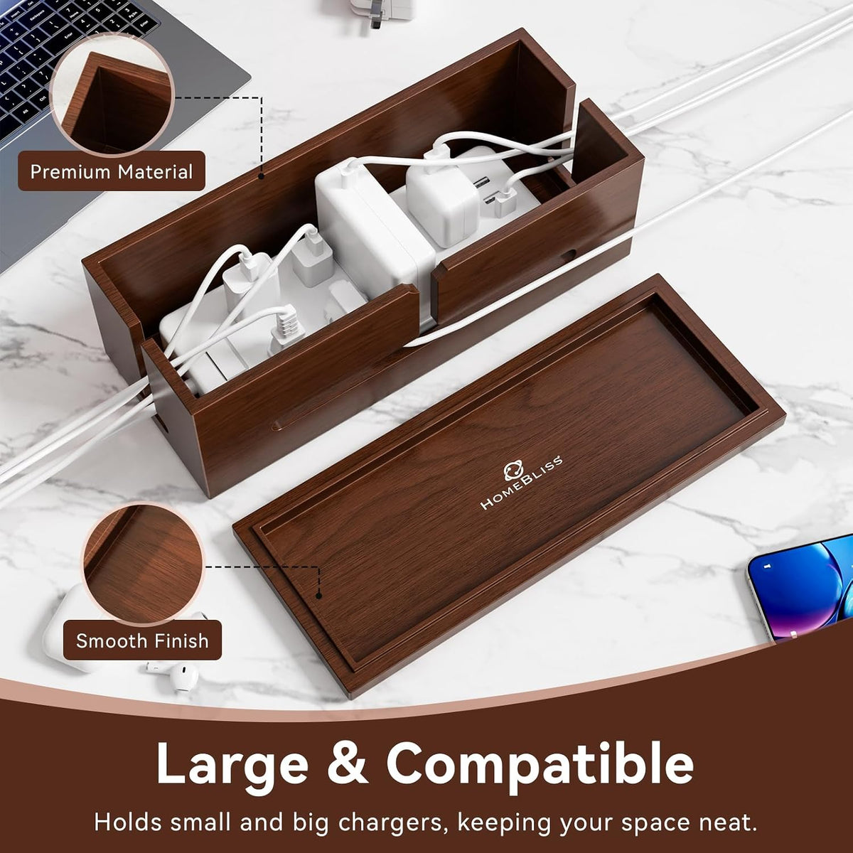 Large Cable Management Box-Stylish Wire Organizer, Wire Concealer and Wire Ma...