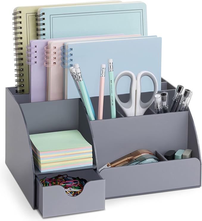 My Space Organizers Grey Desk Organizer, 9 Compartments, Office Supplies and by MySpaceOrganizers