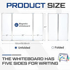60” x 40” Foldable Whiteboard Dry Erase Board Large Tri Folding Whiteboard - Image 2