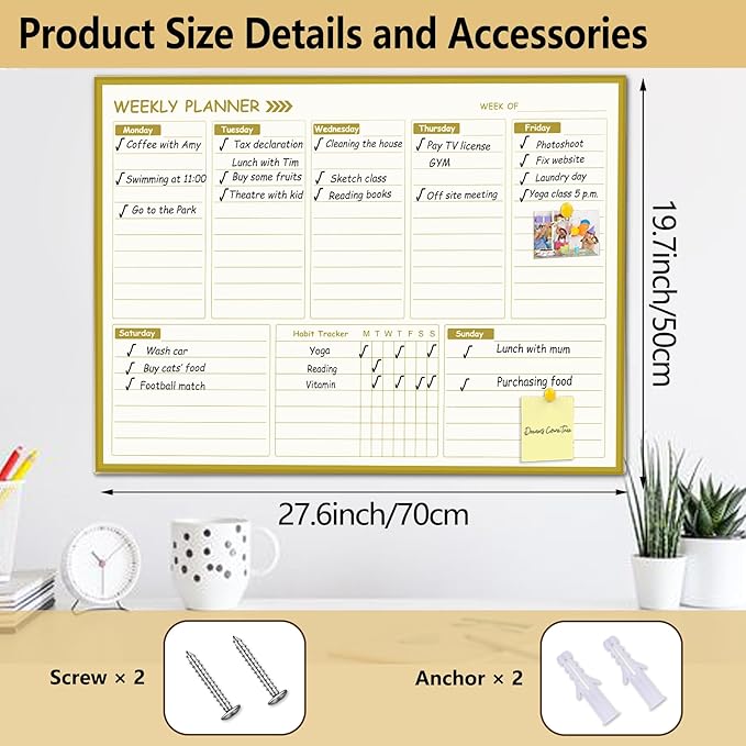 Large Weekly Dry Erase Board for Wall - Image 2