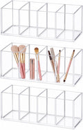 3 Pack Clear Acrylic Pencil Holder, 4 Compartments Pen Organizer | 9 Inch Pencil Holders for Desk, Pencil Cup, Makeup Brush, Back to School Supplies for Classroom, Office, Home, Desk
