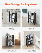VEVOR Rolling Library Book Cart, 330 lbs Capacity, 30.3 x 15 x 48.0-Inch - Image 8