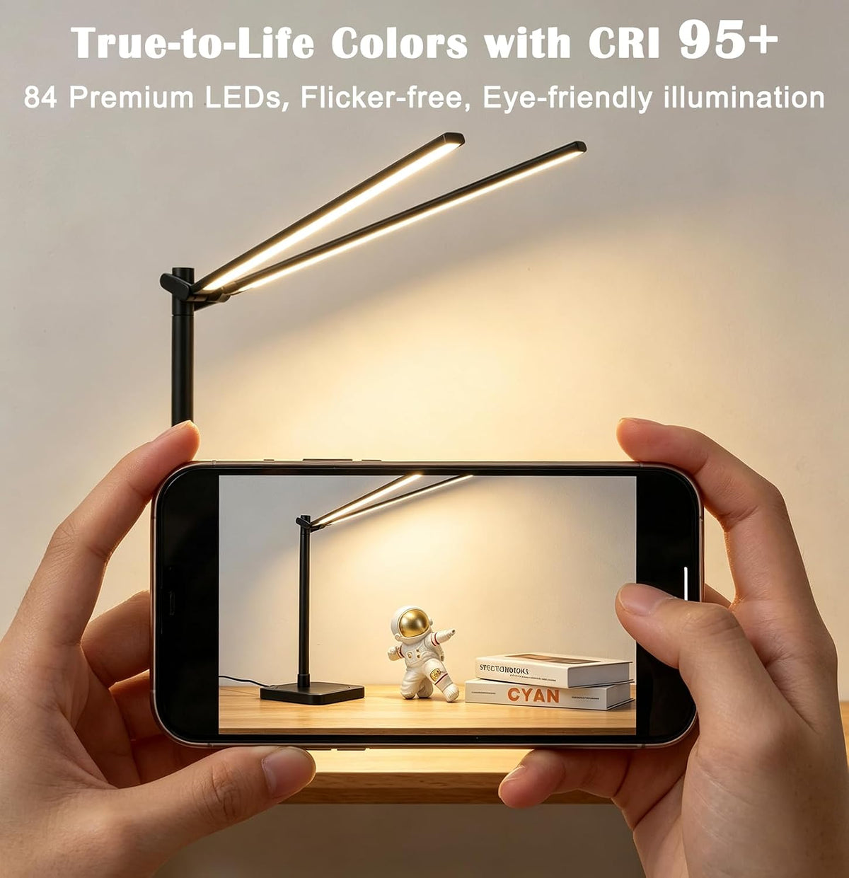Desk Lamp for Office Home Dual Head 24W Swing Arm Reading Table Lamp Black