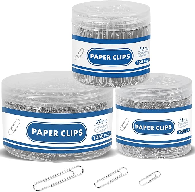 1800 Paper Clips Assorted Sizes Large, Medium and Small, Durable and Rustproof by BainGeskFocusonToys