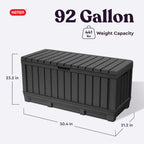 keter kentwood 92 gal outdoor storage box for shown in use