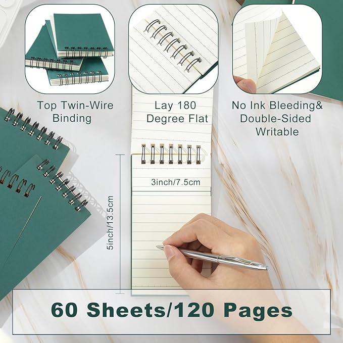 Tenceur 18 Pcs Pocket Notebook Bulk Small 3x5 Inch Spiral Notepads Mini Top - Image 2