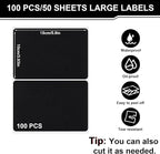 100 Pcs Labels for Storage Bins, 6 x 4 inch Black Large Label Stickers - Image 2