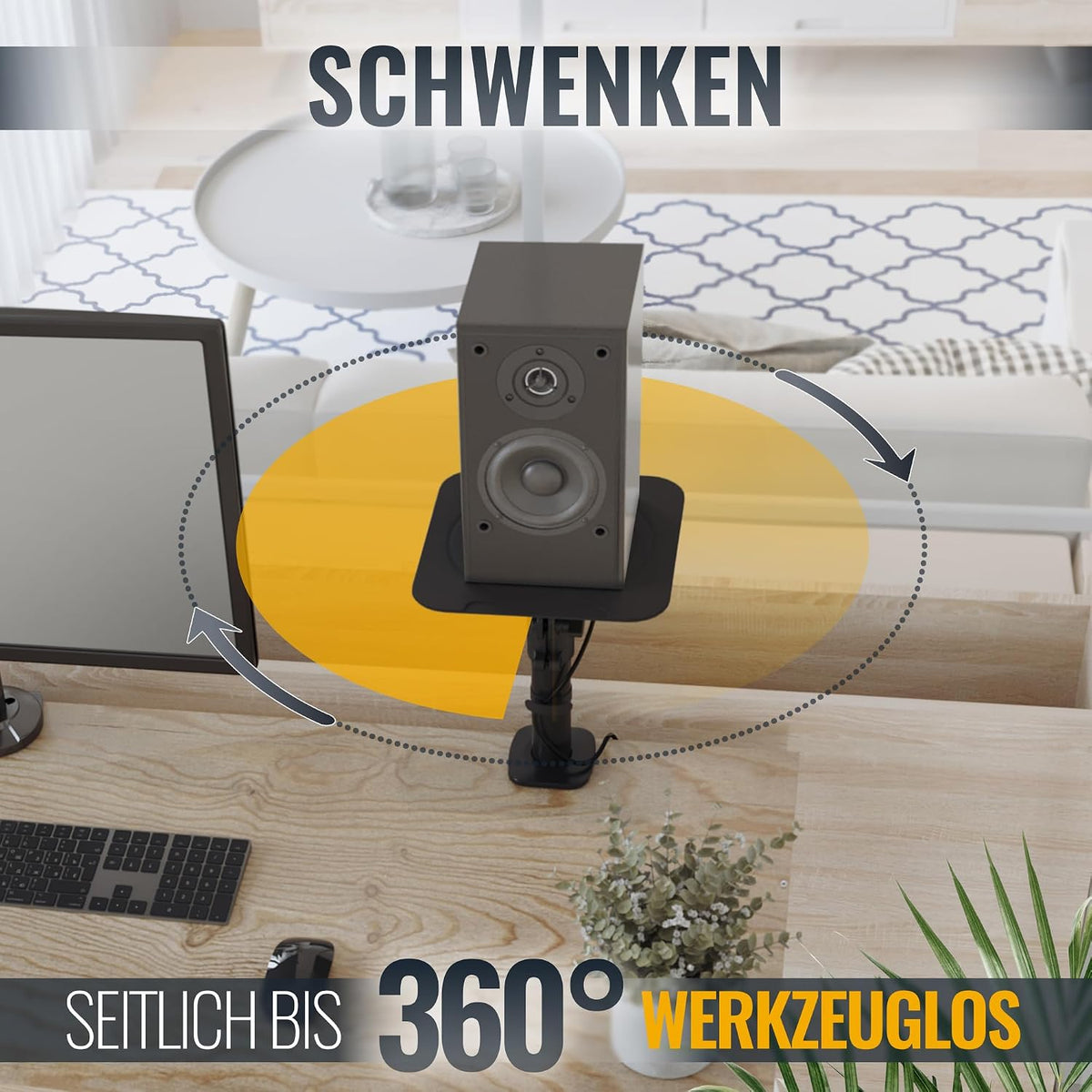RICOO LH069-C Universal Speaker Table Mount, Speaker Stand, Table Clamp, Spea...